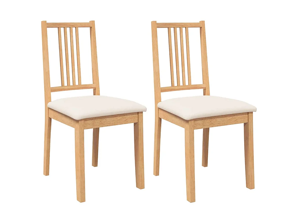Eetkamerstoelen met kussens 2 st massief hout naturel rubber