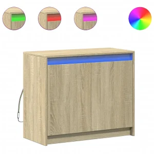 Dressoir met LED 72x34x61 cm bewerkt hout sonoma eikenkleurig Dressoir met LED 72x34x61 cm bewerkt hout sonoma eikenkleurig