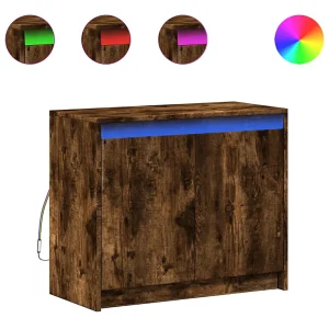 Dressoir met LED 72x34x61 cm bewerkt hout gerookt eikenkleurig Dressoir met LED 72x34x61 cm bewerkt hout gerookt eikenkleurig
