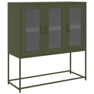 Dressoir 100,5x39x107 cm koudgewalst staal olijfgroen Dressoir 100,5x39x107 cm koudgewalst staal olijfgroen