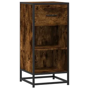 Dressoir 35,5x35x76 cm bewerkt hout en metaal gerookt eiken