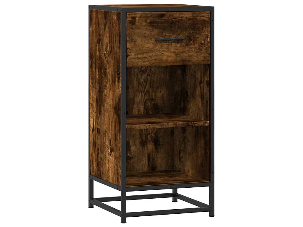 Dressoir 35,5x35x76 cm bewerkt hout en metaal gerookt eiken