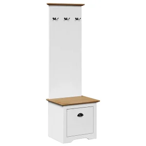 Gangkast met haken BODO 50x40x157 cm wit en bruin