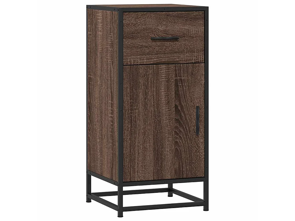 Dressoir 35,5x35x76 cm bewerkt hout en metaal bruin eikenkleur