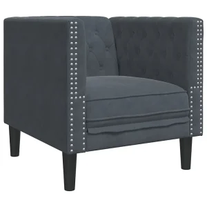 Fauteuil Chesterfield-stijl fluweel donkergrijs Fauteuil Chesterfield-stijl fluweel donkergrijs