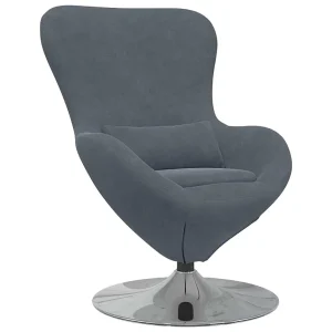 Eivormige stoel Donkergrijs 63 x 73 x 90 cm Fluweel Eivormige stoel Donkergrijs 63 x 73 x 90 cm Fluweel