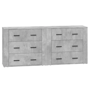 Dressoirs 2 st bewerkt hout betongrijs Dressoirs 2 st bewerkt hout betongrijs