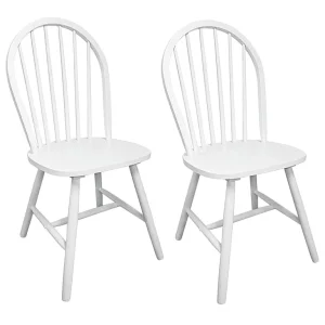 Eetkamerstoelen 2 st massief rubberwood wit Eetkamerstoelen 2 st massief rubberwood wit