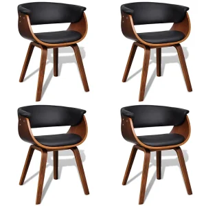 Eetkamerstoelen 4 st gebogen hout en kunstleer Eetkamerstoelen 4 st gebogen hout en kunstleer
