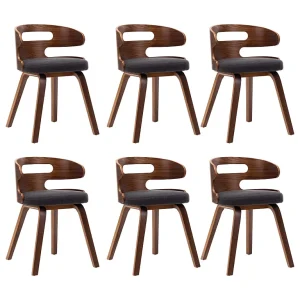 Eetkamerstoelen 6 st gebogen hout en stof donkergrijs Eetkamerstoelen 6 st gebogen hout en stof donkergrijs