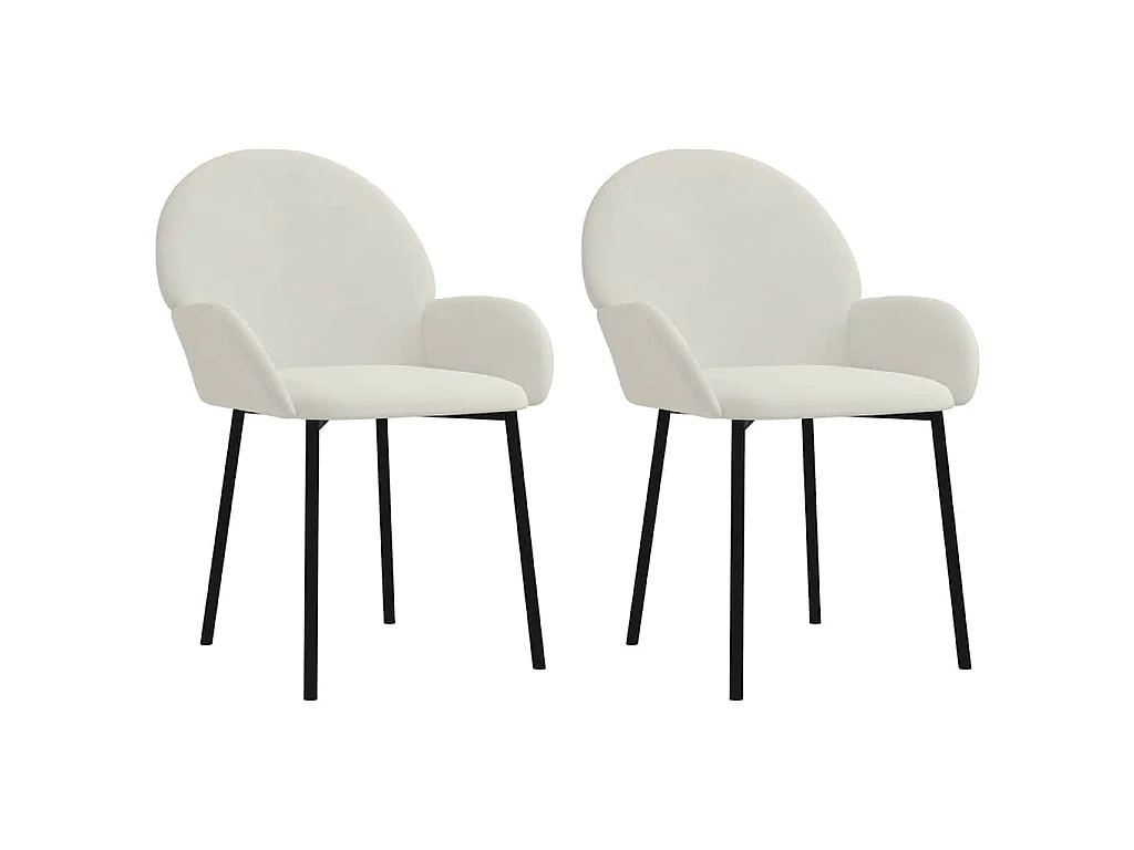 Eetkamerstoelen 2 st fluweel crèmekleurig