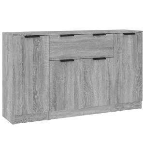 Dressoirs 3 st bewerkt hout grijs sonoma eikenkleurig Dressoirs 3 st bewerkt hout grijs sonoma eikenkleurig
