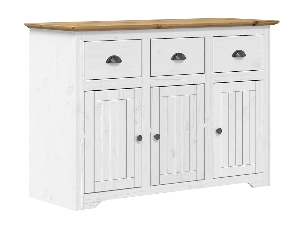 Dressoir BODO 115,5x44x80 cm massief grenenhout wit en bruin