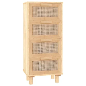 Dressoir 40x30x90 cm massief grenenhout en rattan bruin Dressoir 40x30x90 cm massief grenenhout en rattan bruin