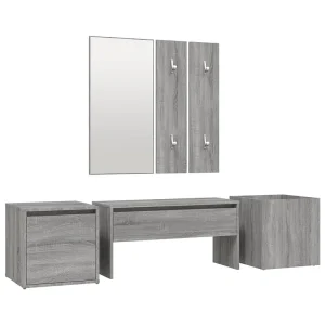 Garderobe set bewerkt hout grijs sonoma eikenkleurig