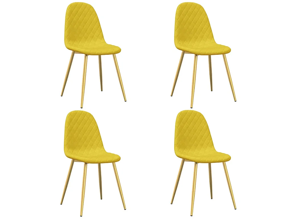 Eetkamerstoelen 4 st fluweel mosterdgeel
