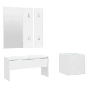 Garderobe set bewerkt hout wit