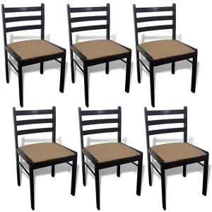Eetkamerstoelen 6 st massief hout en fluweel bruin Eetkamerstoelen 6 st massief hout en fluweel bruin