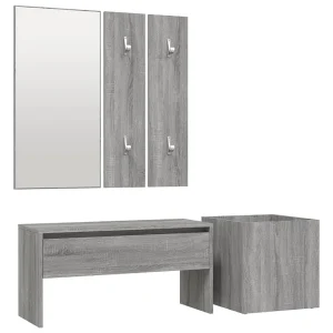 Garderobe set bewerkt hout grijs sonoma eikenkleurig