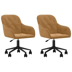 Eetkamerstoelen draaibaar 2 st fluweel bruin Eetkamerstoelen draaibaar 2 st fluweel bruin