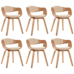 Eetkamerstoelen 6 st gebogen hout en kunstleer