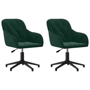 Eetkamerstoelen draaibaar 2 st fluweel donkergroen Eetkamerstoelen draaibaar 2 st fluweel donkergroen