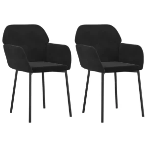 Eetkamerstoelen 2 st fluweel zwart Eetkamerstoelen 2 st fluweel zwart