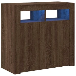 Dressoir met LED-verlichting 80x35x75 cm bruin eiken Dressoir met LED-verlichting 80x35x75 cm bruin eiken