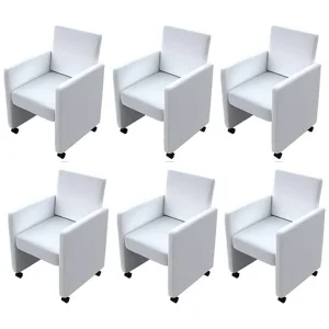 Eetkamerstoelen 6 st kunstleer wit Eetkamerstoelen 6 st kunstleer wit
