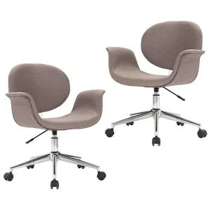 Eetkamerstoelen draaibaar 2 st stof taupe