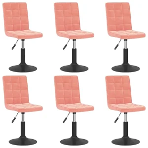 Eetkamerstoelen draaibaar 6 st fluweel roze Eetkamerstoelen draaibaar 6 st fluweel roze