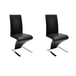 Eetkamerstoelen 2 st kunstleer zwart Eetkamerstoelen 2 st kunstleer zwart
