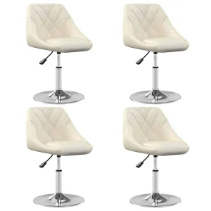 Eetkamerstoelen draaibaar 4 st fluweel crèmekleurig