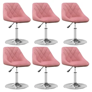 Eetkamerstoelen draaibaar 6 st fluweel roze Eetkamerstoelen draaibaar 6 st fluweel roze