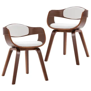 Eetkamerstoelen 2 st gebogen hout en kunstleer