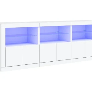 Dressoir met LED-verlichting 181,5x37x67 cm wit