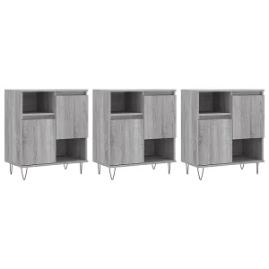Dressoirs 3 st bewerkt hout grijs sonoma eikenkleurig Dressoirs 3 st bewerkt hout grijs sonoma eikenkleurig