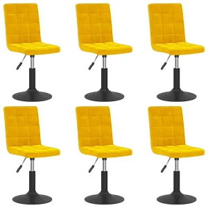 Eetkamerstoelen draaibaar 6 st fluweel mosterdgeel Eetkamerstoelen draaibaar 6 st fluweel mosterdgeel