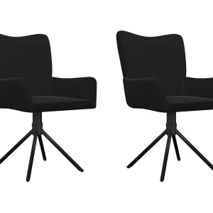 Eetkamerstoelen draaibaar 2 st fluweel zwart