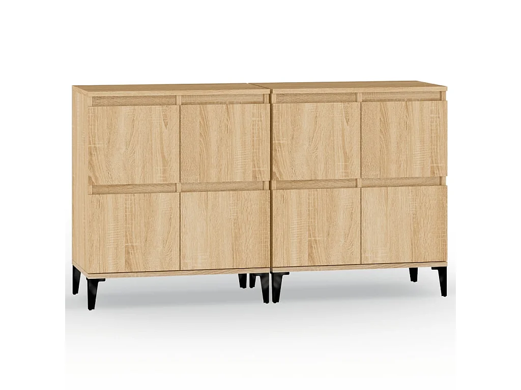 Dressoirs 2 st 60x35x70 cm bewerkt hout sonoma eikenkleurig