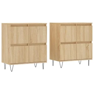 Dressoirs 2 st bewerkt hout sonoma eikenkleurig Dressoirs 2 st bewerkt hout sonoma eikenkleurig