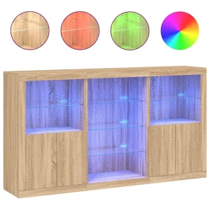 Dressoir met LED-verlichting 181,5x37x100 cm sonoma eikenkleur