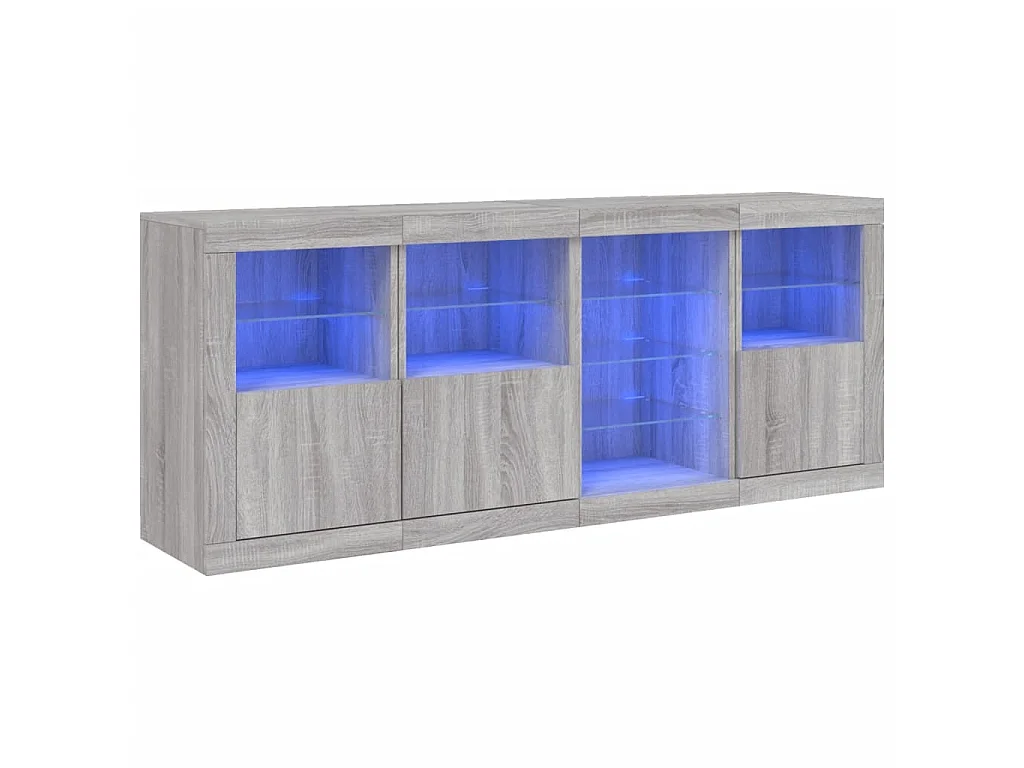 Dressoir met LED-verlichting 164x37x67 cm grijs sonoma eiken