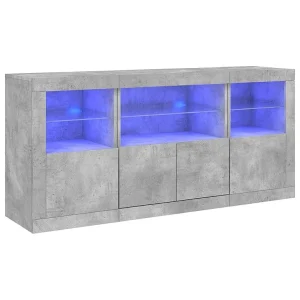 Dressoir met LED-verlichting 142,5x37x67 cm betongrijs Dressoir met LED-verlichting 142,5x37x67 cm betongrijs