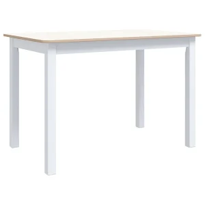 Eettafel 114x71x75 cm massief rubberwood wit en bruin Eettafel 114x71x75 cm massief rubberwood wit en bruin