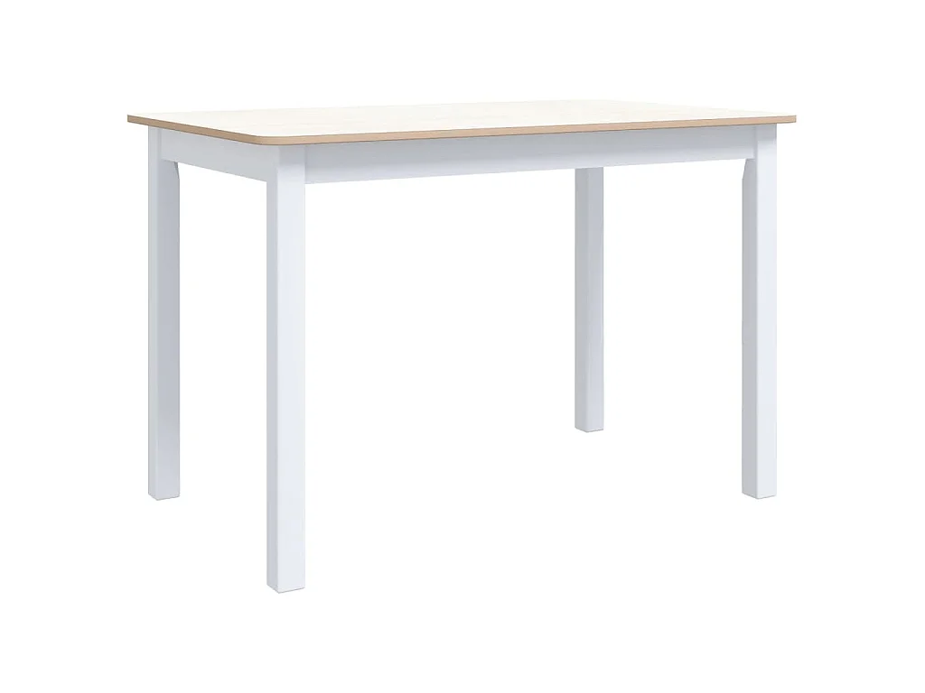 Eettafel 114x71x75 cm massief rubberwood wit en bruin