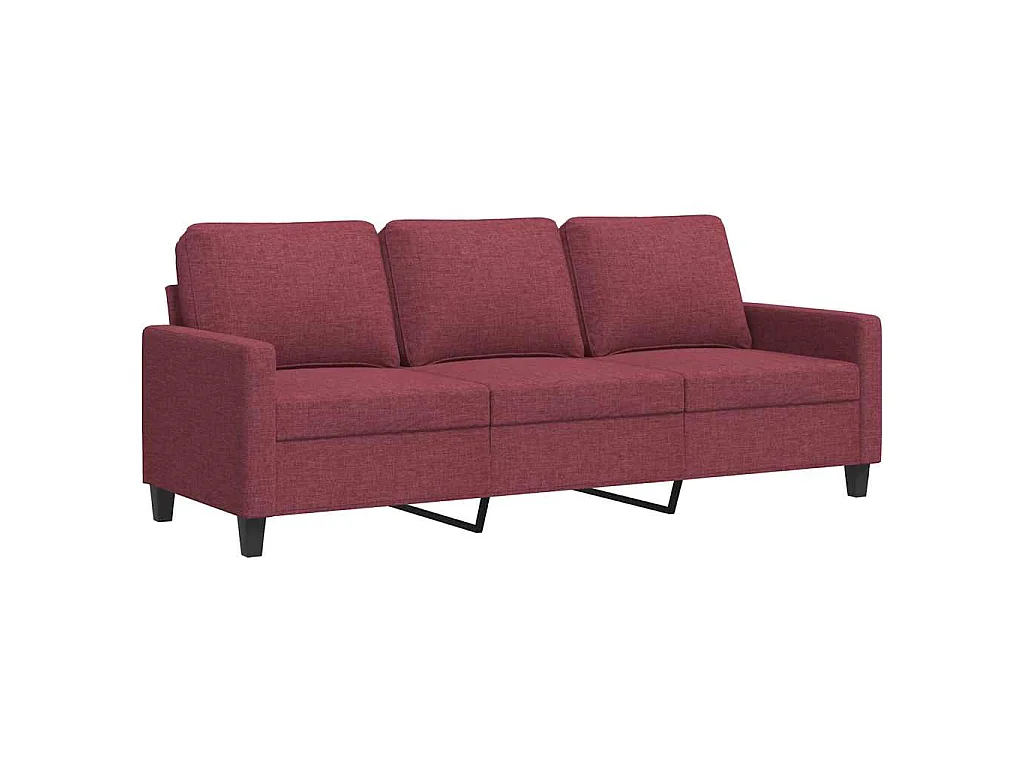 Driezitsbank 180 cm stof wijnrood