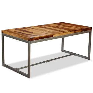 Eettafel 180 cm massief acaciahout en staal Eettafel 180 cm massief acaciahout en staal