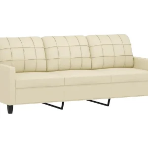 Driezitsbank 180 cm kunstleer crèmekleurig Driezitsbank 180 cm kunstleer crèmekleurig