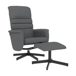 Fauteuil verstelbaar met voetenbankje kunstleer grijs